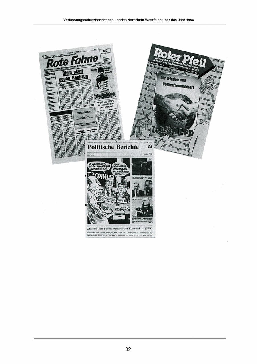 Seite 32 des Verfassungsschutzbericht 1984 Nordrhein-Westfalen