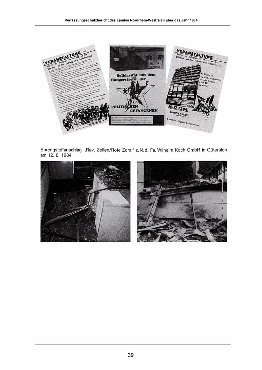 Seite 39 des Verfassungsschutzbericht 1984 Nordrhein-Westfalen
