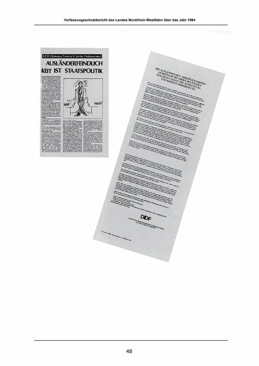 Seite 48 des Verfassungsschutzbericht 1984 Nordrhein-Westfalen