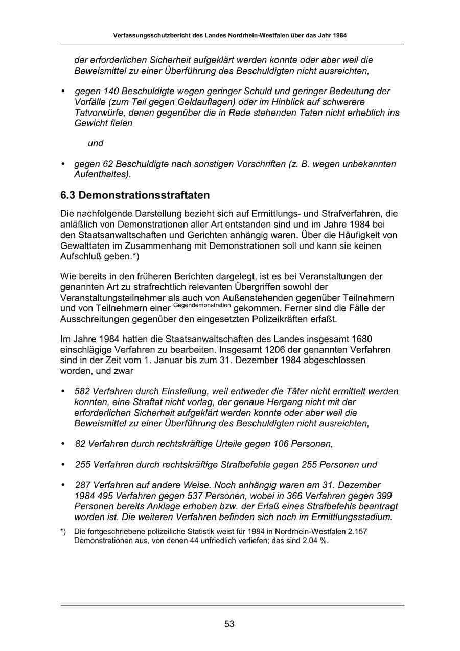 Seite 53 des Verfassungsschutzbericht 1984 Nordrhein-Westfalen