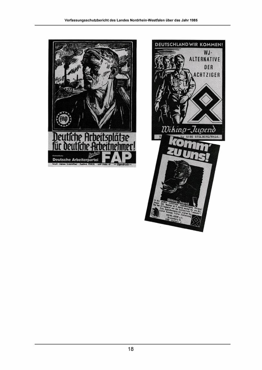 Seite 18 des Verfassungsschutzbericht 1985 Nordrhein-Westfalen