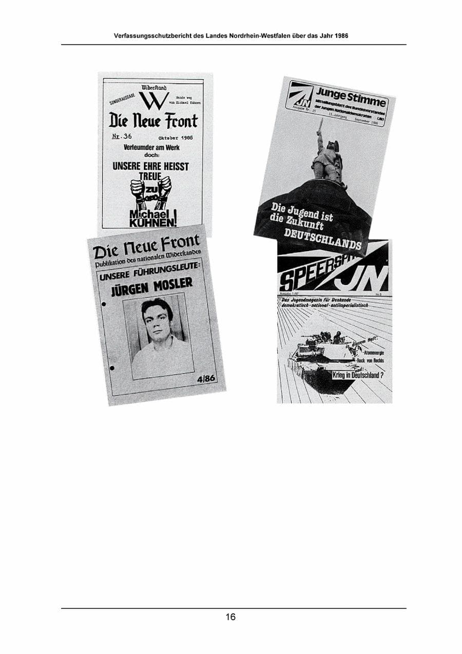 Seite 16 des Verfassungsschutzbericht 1986 Nordrhein-Westfalen