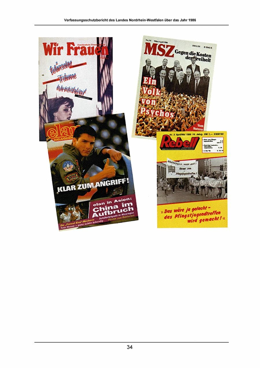 Seite 34 des Verfassungsschutzbericht 1986 Nordrhein-Westfalen