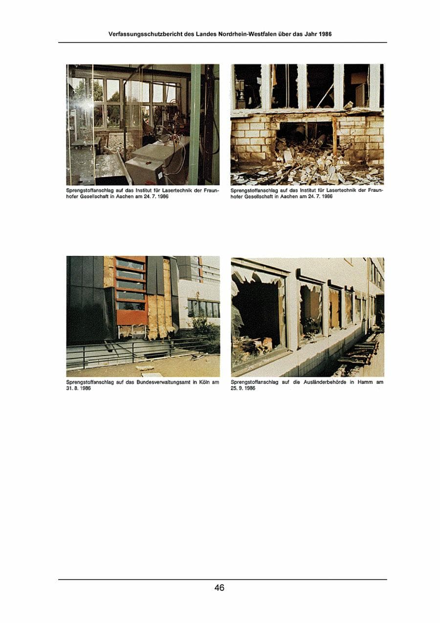 Seite 46 des Verfassungsschutzbericht 1986 Nordrhein-Westfalen