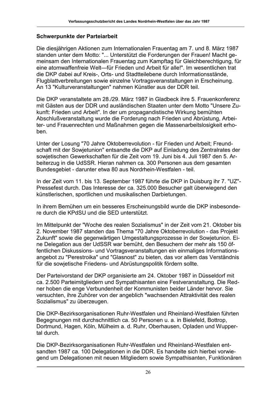 Seite 26 des Verfassungsschutzbericht 1987 Nordrhein-Westfalen