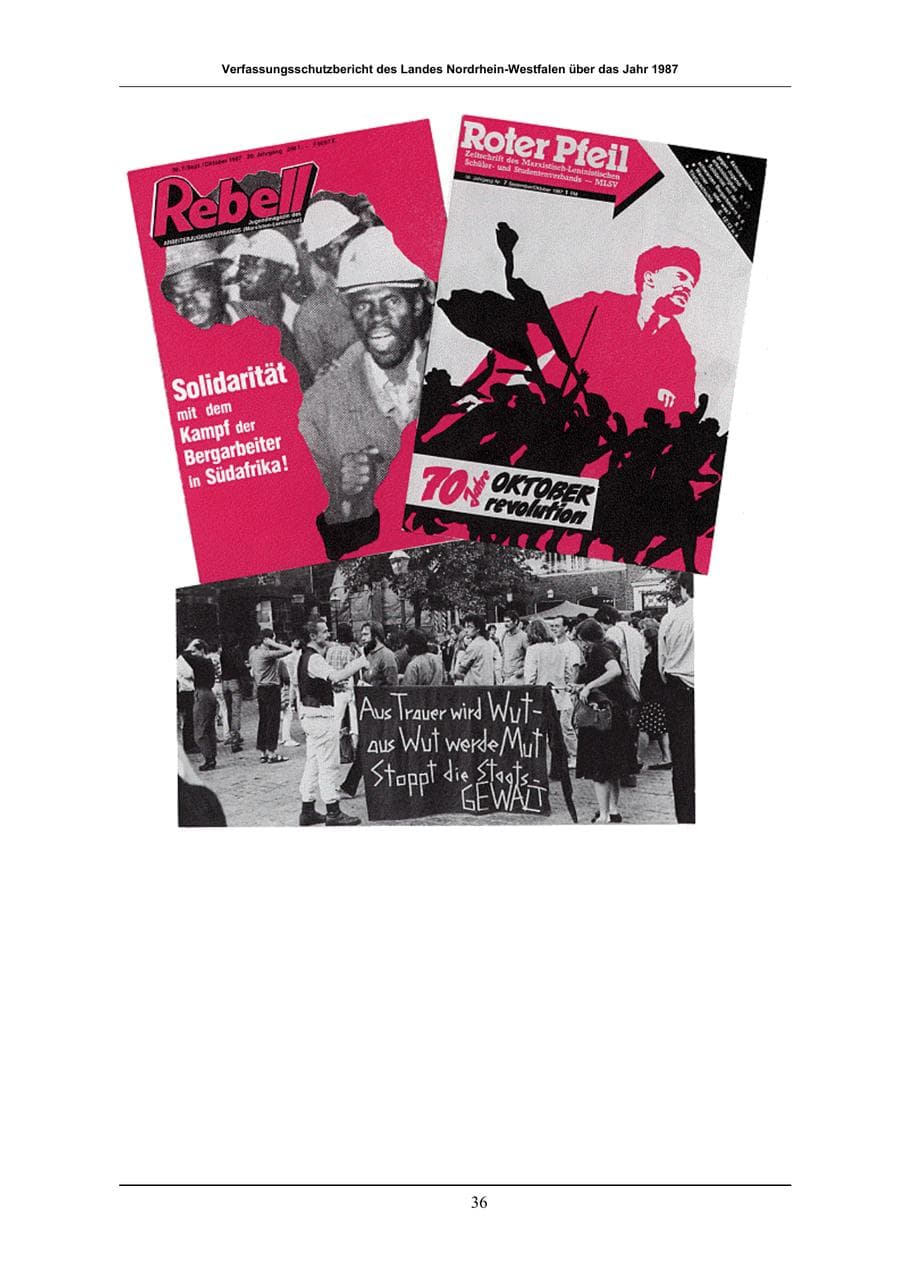 Seite 36 des Verfassungsschutzbericht 1987 Nordrhein-Westfalen