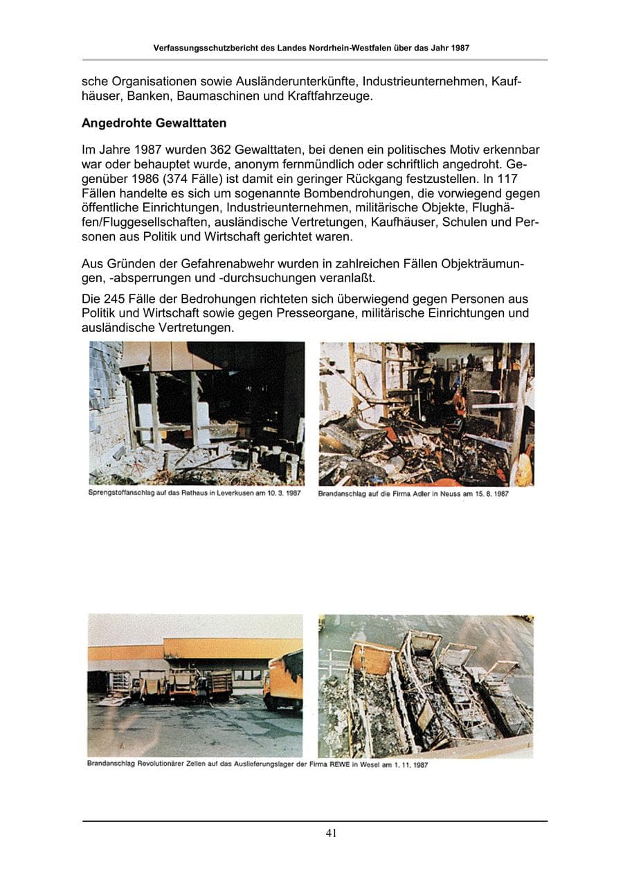 Seite 41 des Verfassungsschutzbericht 1987 Nordrhein-Westfalen