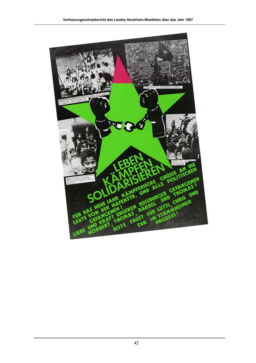 Seite 42 des Verfassungsschutzbericht 1987 Nordrhein-Westfalen