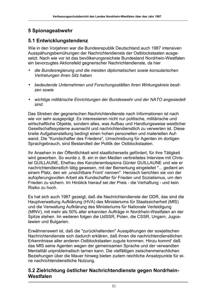 Seite 51 des Verfassungsschutzbericht 1987 Nordrhein-Westfalen