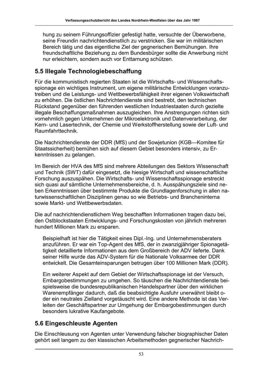 Seite 53 des Verfassungsschutzbericht 1987 Nordrhein-Westfalen