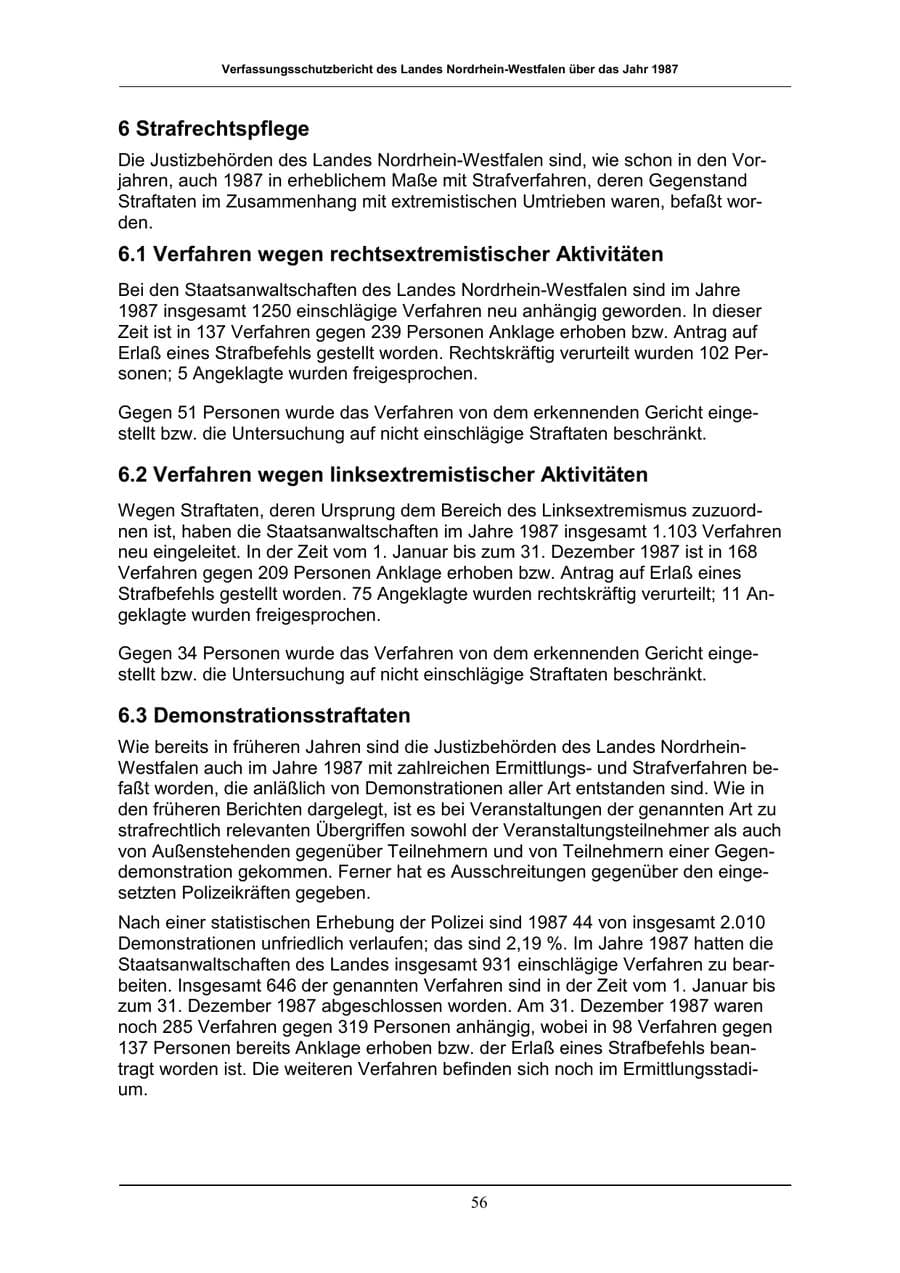 Seite 56 des Verfassungsschutzbericht 1987 Nordrhein-Westfalen