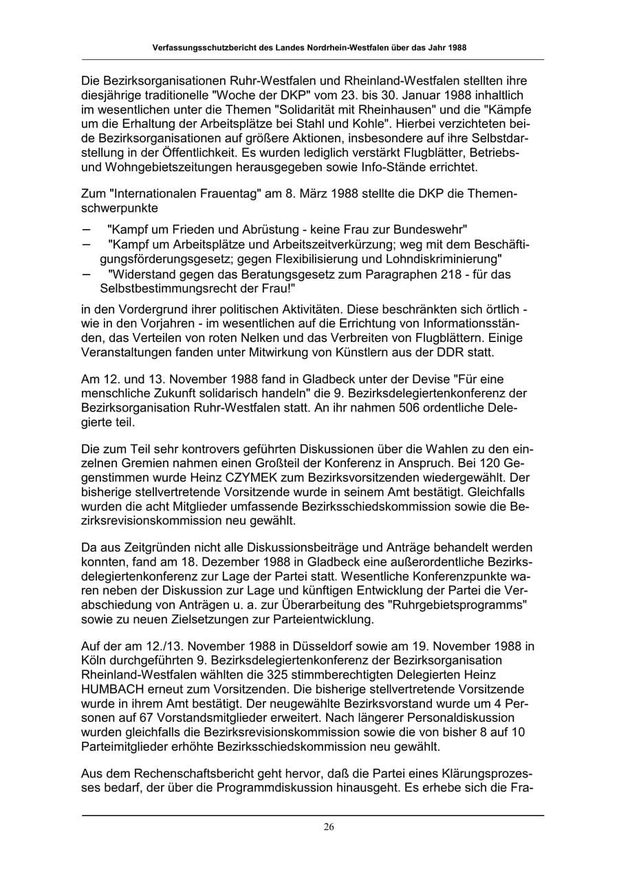 Seite 26 des Verfassungsschutzbericht 1988 Nordrhein-Westfalen