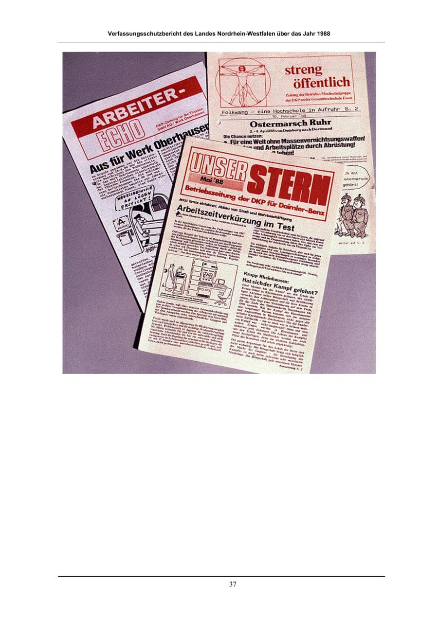 Seite 37 des Verfassungsschutzbericht 1988 Nordrhein-Westfalen