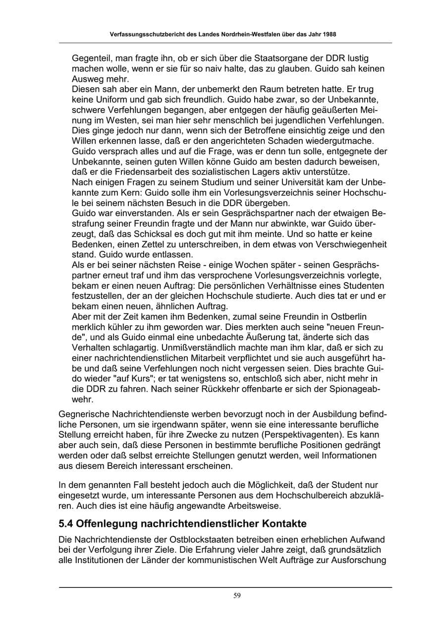 Seite 59 des Verfassungsschutzbericht 1988 Nordrhein-Westfalen