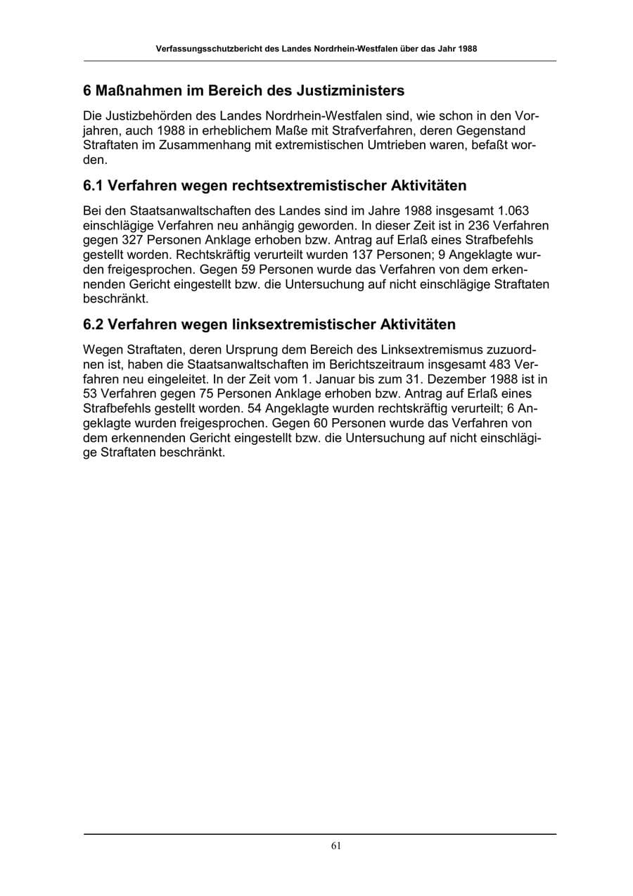 Seite 61 des Verfassungsschutzbericht 1988 Nordrhein-Westfalen