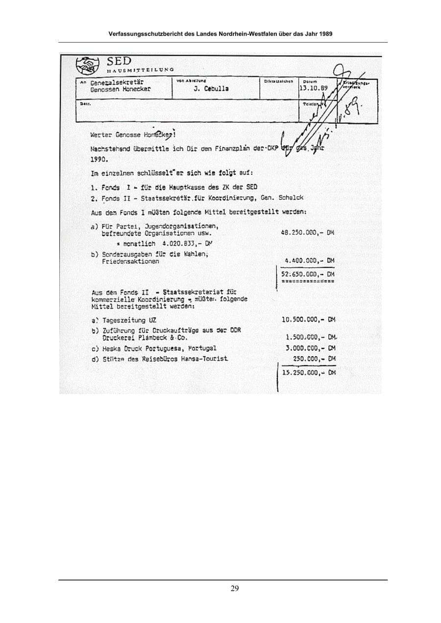 Seite 29 des Verfassungsschutzbericht 1989 Nordrhein-Westfalen