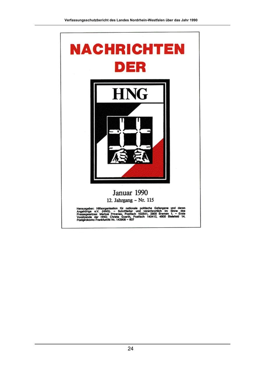 Seite 24 des Verfassungsschutzbericht 1990 Nordrhein-Westfalen