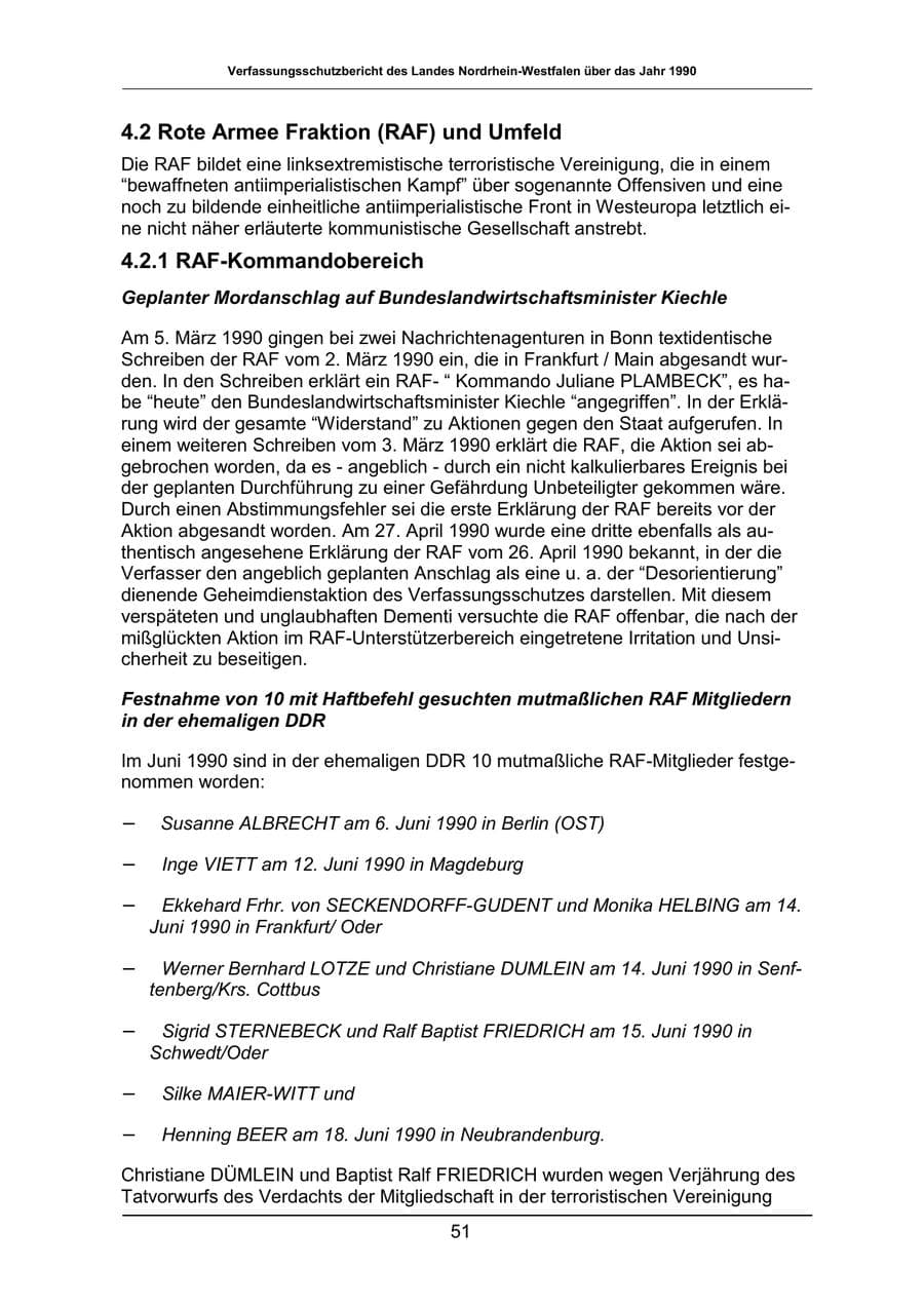 Seite 51 des Verfassungsschutzbericht 1990 Nordrhein-Westfalen