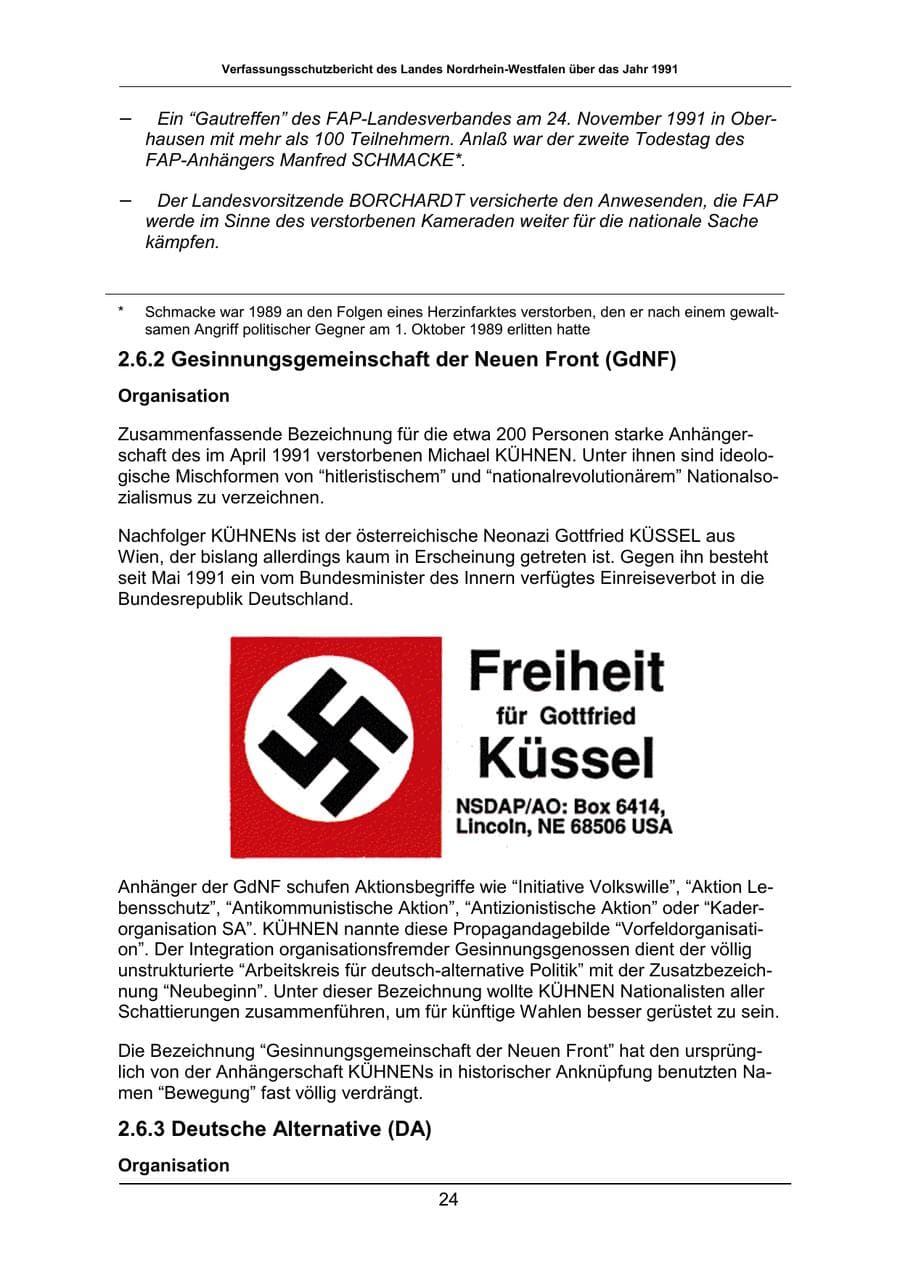 Seite 24 des Verfassungsschutzbericht 1991 Nordrhein-Westfalen