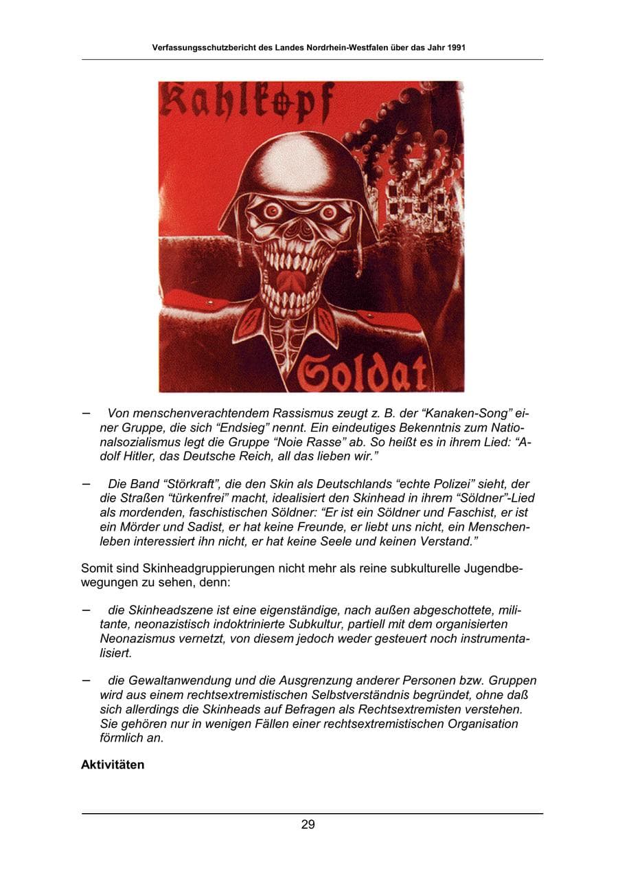 Seite 29 des Verfassungsschutzbericht 1991 Nordrhein-Westfalen