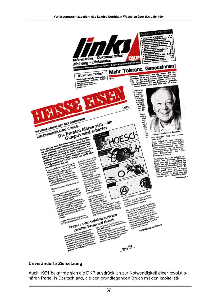 Seite 37 des Verfassungsschutzbericht 1991 Nordrhein-Westfalen