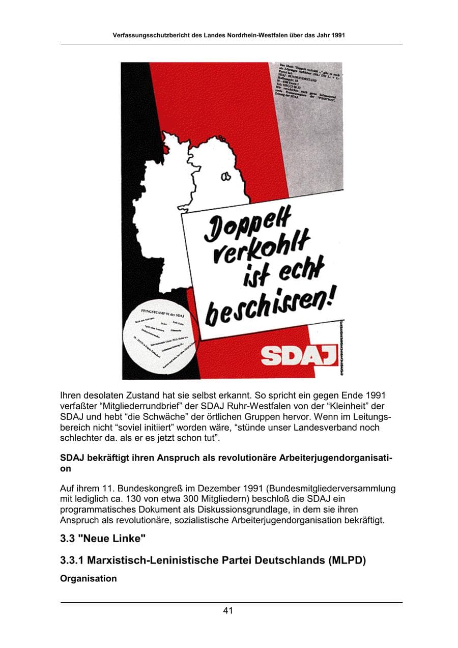 Seite 41 des Verfassungsschutzbericht 1991 Nordrhein-Westfalen