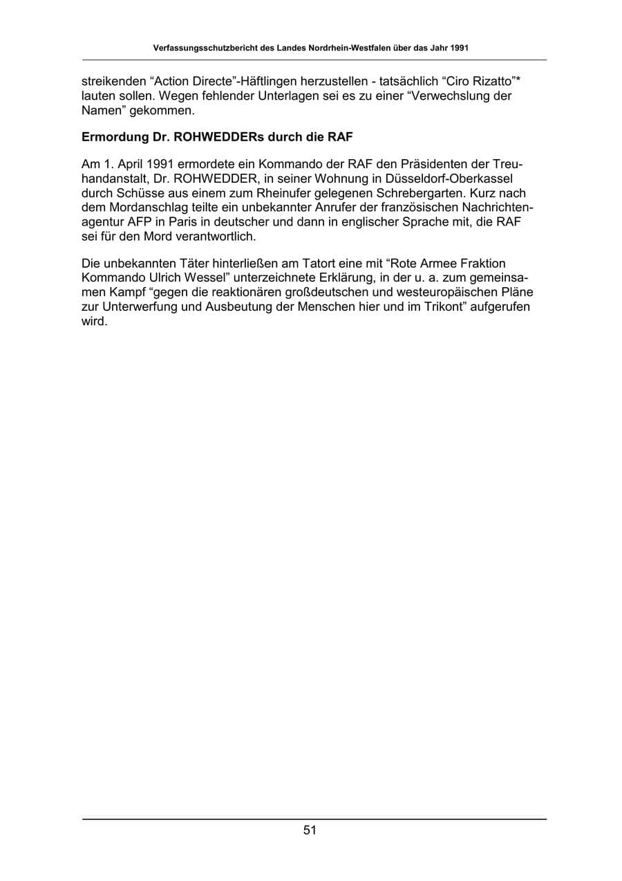 Seite 51 des Verfassungsschutzbericht 1991 Nordrhein-Westfalen