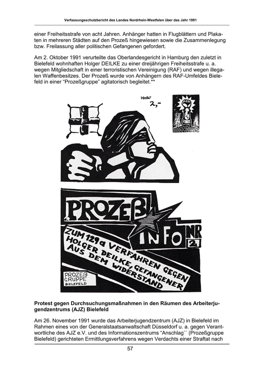 Seite 57 des Verfassungsschutzbericht 1991 Nordrhein-Westfalen