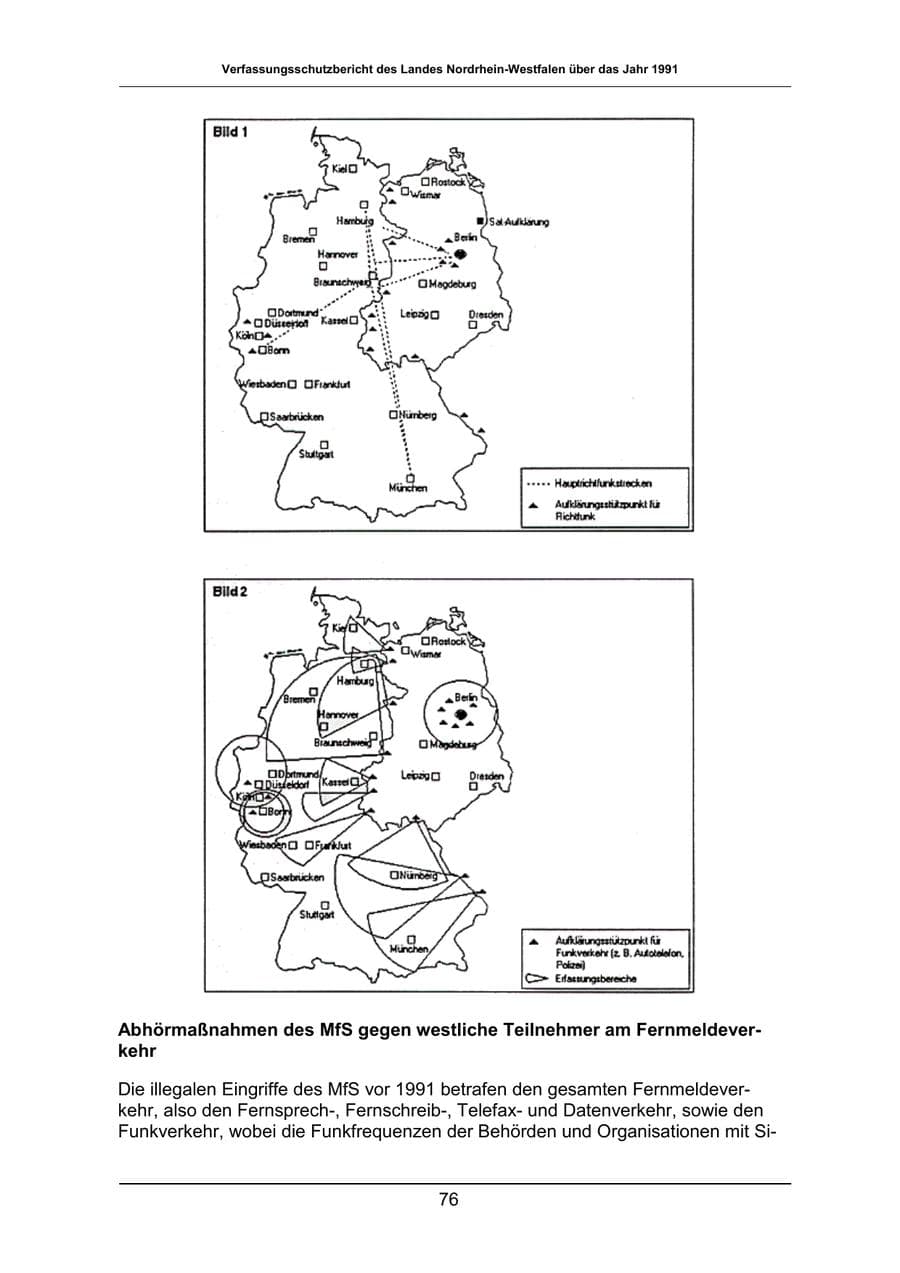 Seite 76 des Verfassungsschutzbericht 1991 Nordrhein-Westfalen