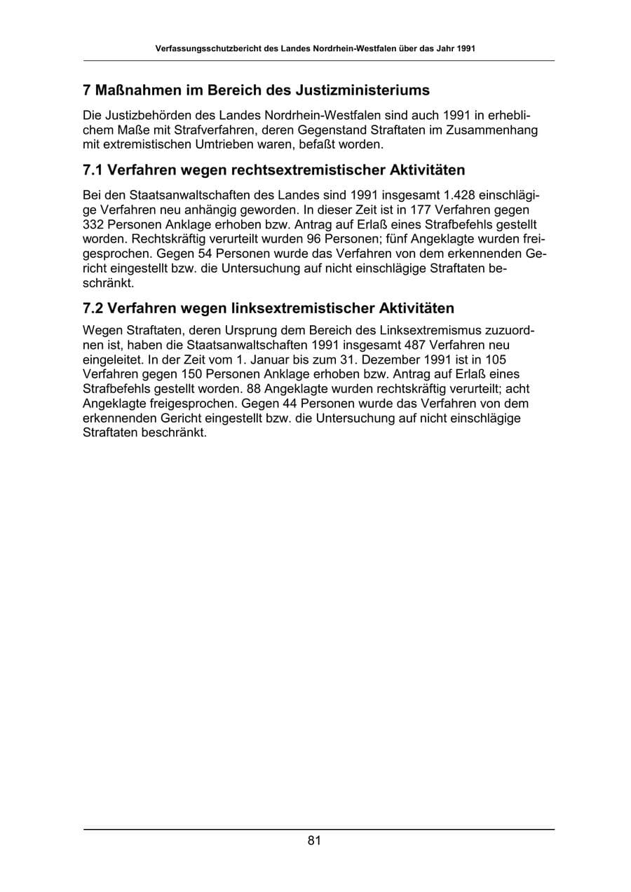 Seite 81 des Verfassungsschutzbericht 1991 Nordrhein-Westfalen
