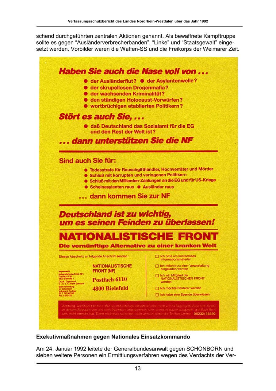 Seite 13 des Verfassungsschutzbericht 1992 Nordrhein-Westfalen