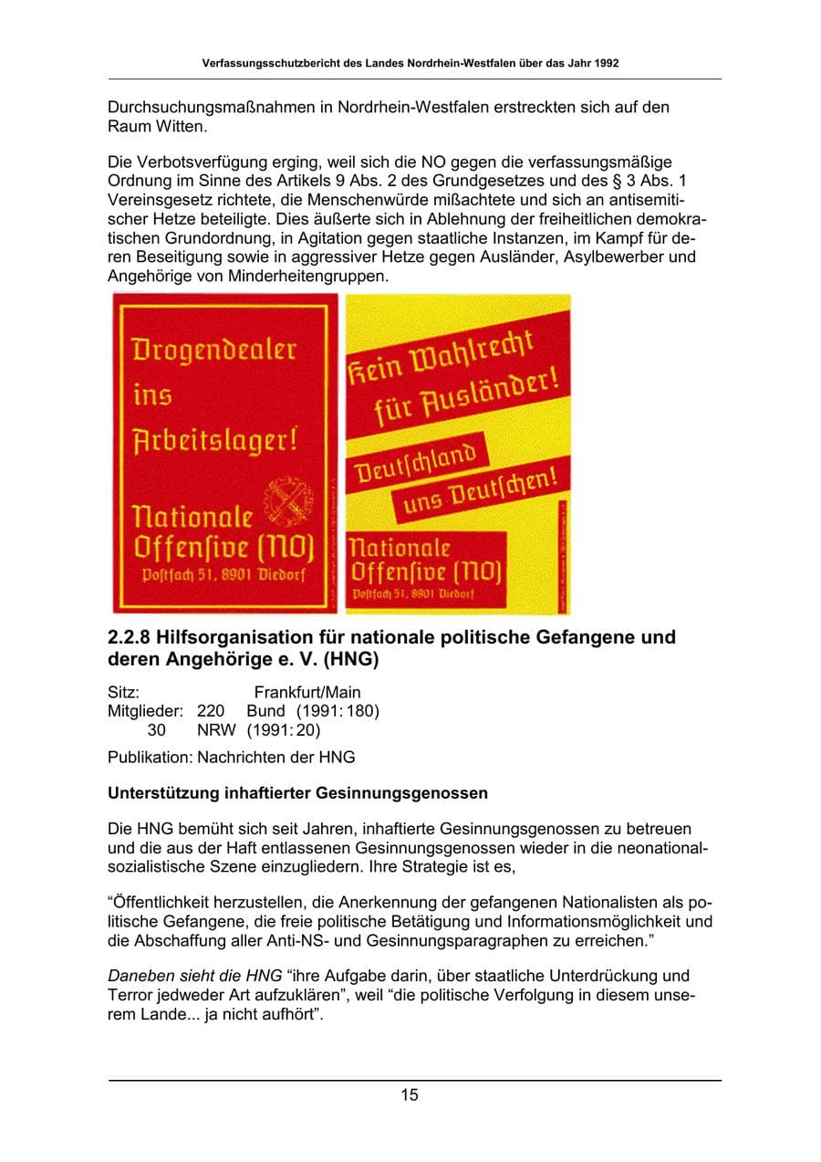 Seite 15 des Verfassungsschutzbericht 1992 Nordrhein-Westfalen