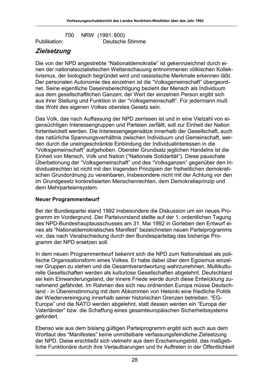 Seite 28 des Verfassungsschutzbericht 1992 Nordrhein-Westfalen