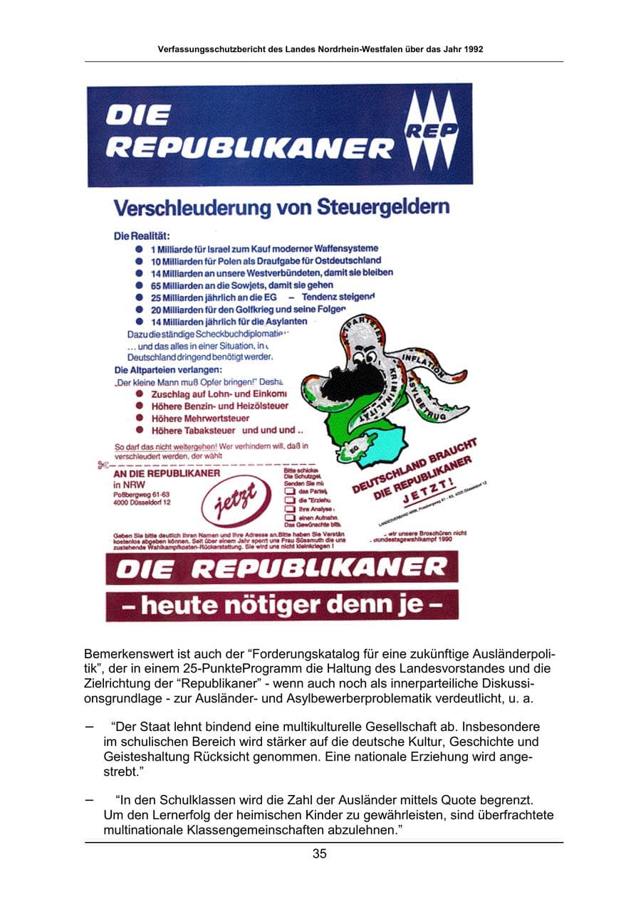 Seite 35 des Verfassungsschutzbericht 1992 Nordrhein-Westfalen