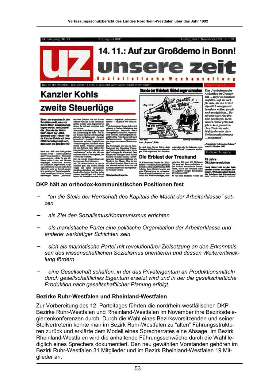Seite 53 des Verfassungsschutzbericht 1992 Nordrhein-Westfalen