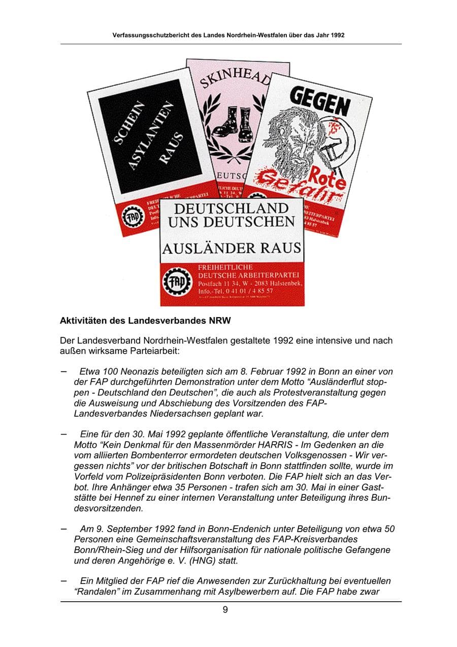 Seite 9 des Verfassungsschutzbericht 1992 Nordrhein-Westfalen