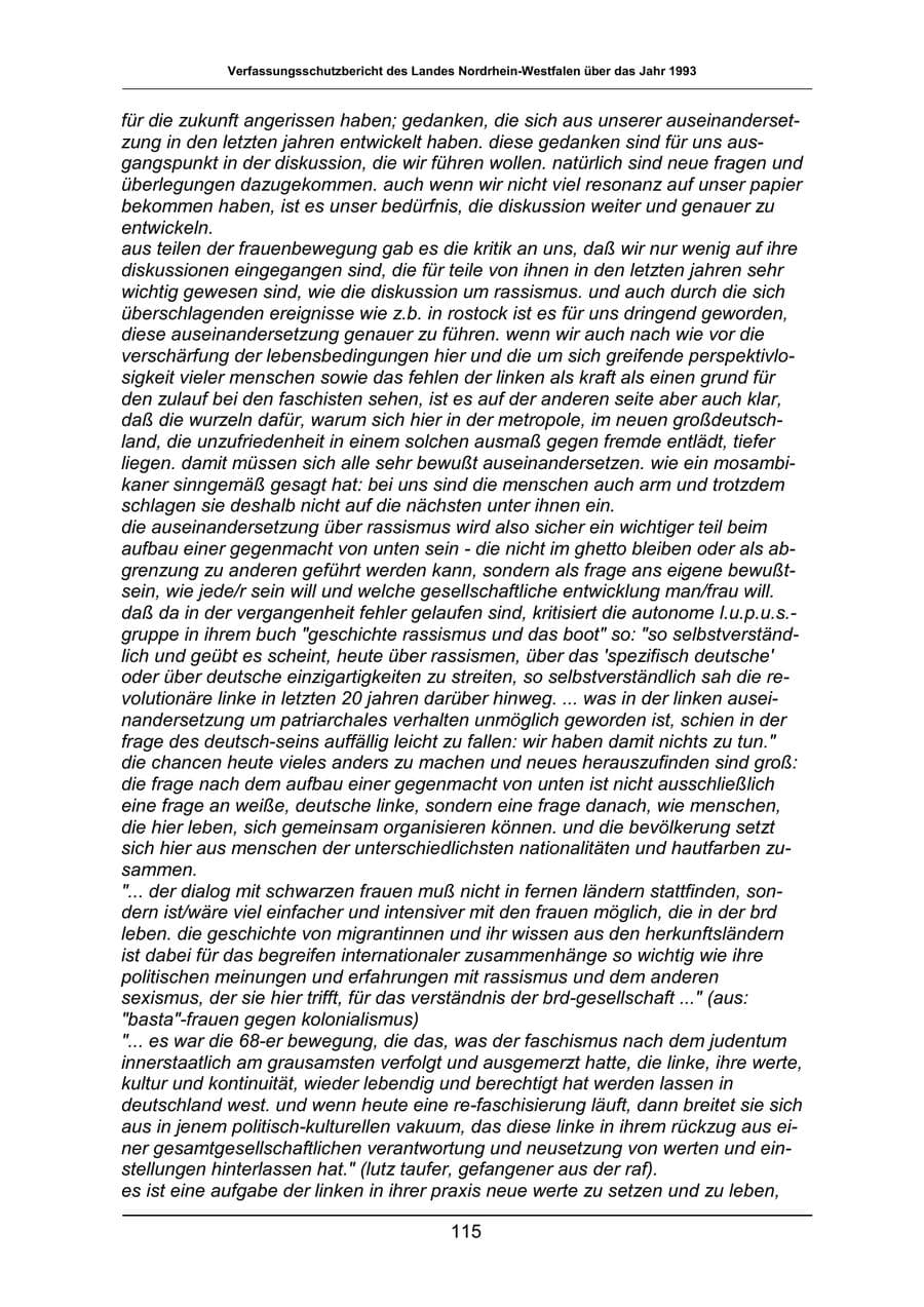 Seite 115 des Verfassungsschutzbericht 1993 Nordrhein-Westfalen