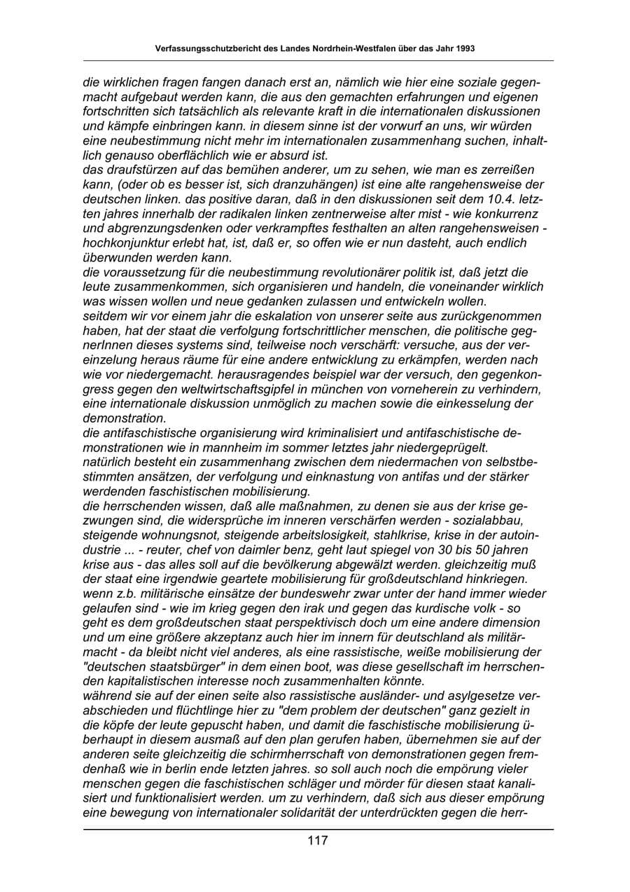 Seite 117 des Verfassungsschutzbericht 1993 Nordrhein-Westfalen
