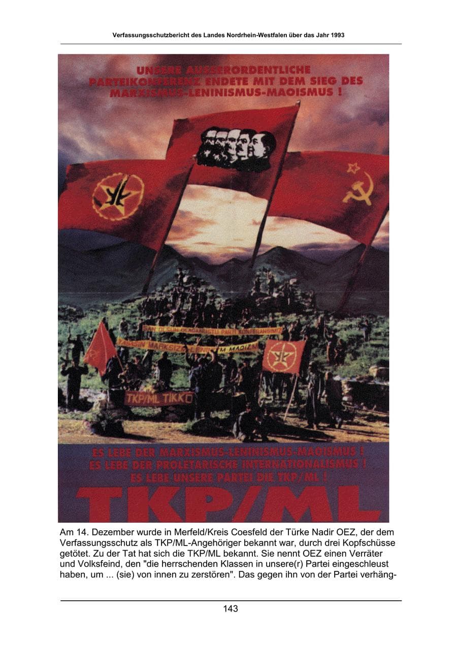 Seite 143 des Verfassungsschutzbericht 1993 Nordrhein-Westfalen