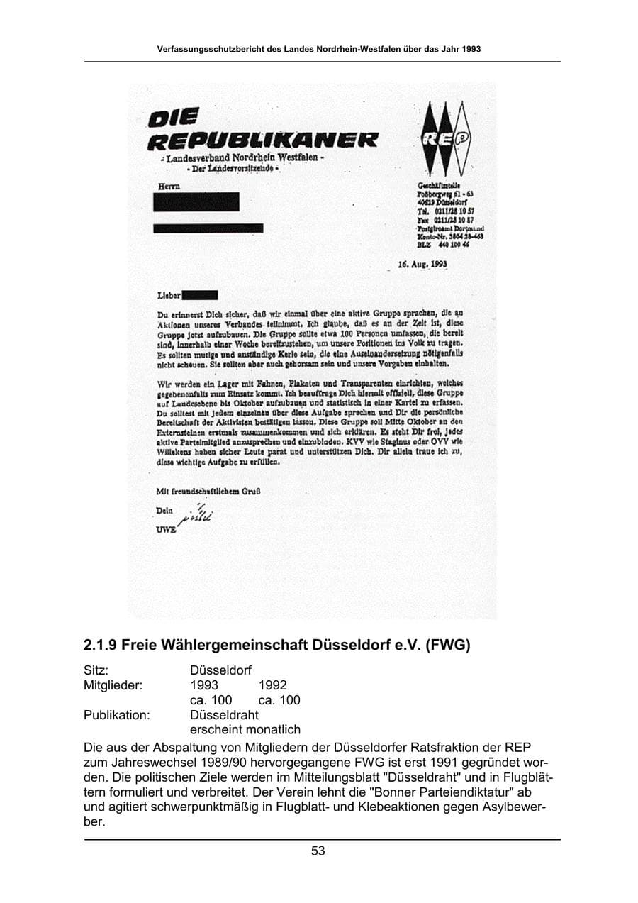 Seite 53 des Verfassungsschutzbericht 1993 Nordrhein-Westfalen