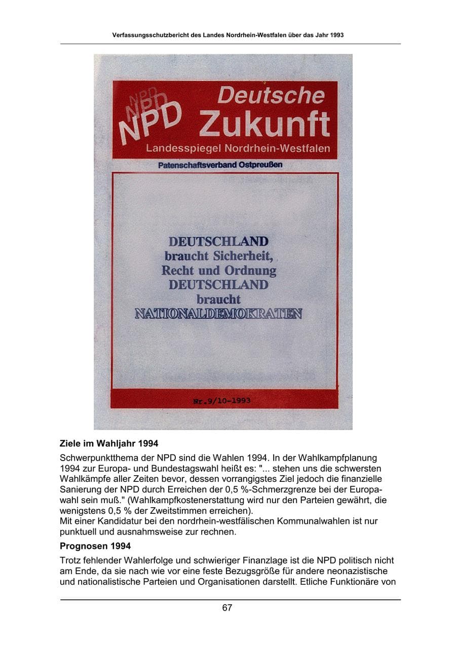 Seite 67 des Verfassungsschutzbericht 1993 Nordrhein-Westfalen