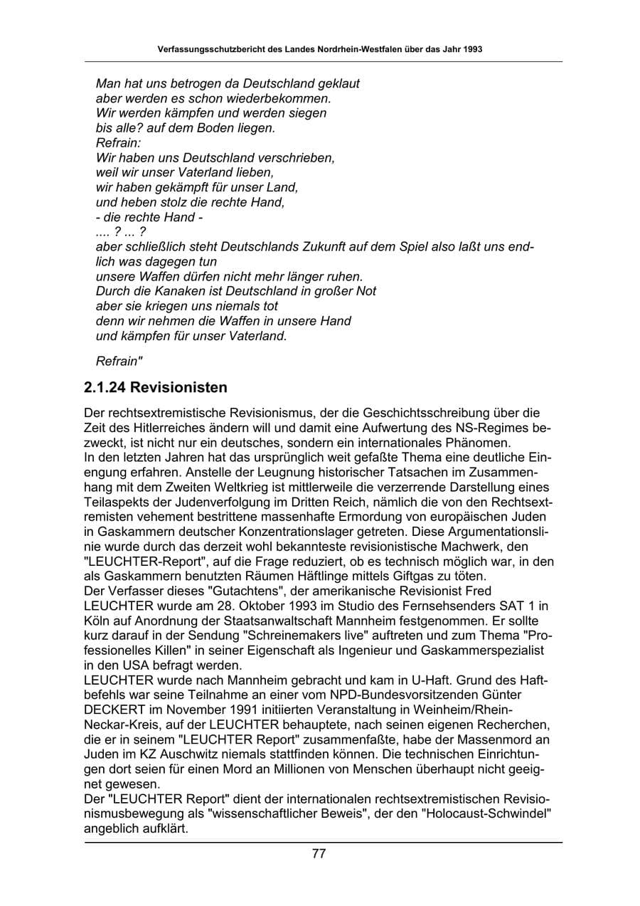 Seite 77 des Verfassungsschutzbericht 1993 Nordrhein-Westfalen