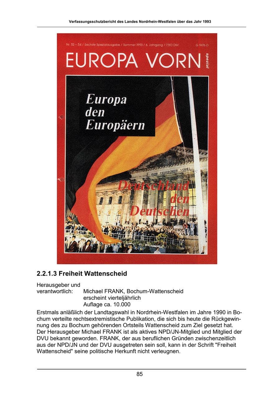 Seite 85 des Verfassungsschutzbericht 1993 Nordrhein-Westfalen