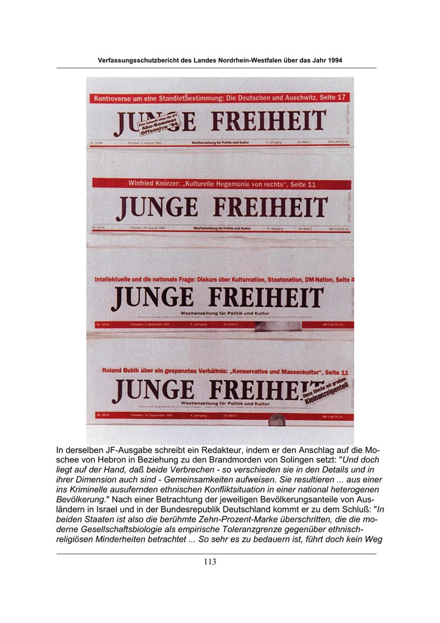 Seite 113 des Verfassungsschutzbericht 1994 Nordrhein-Westfalen