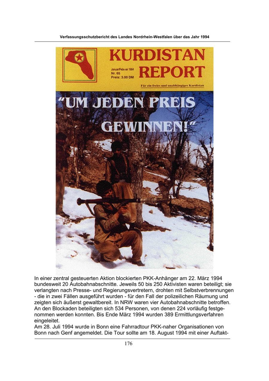 Seite 176 des Verfassungsschutzbericht 1994 Nordrhein-Westfalen