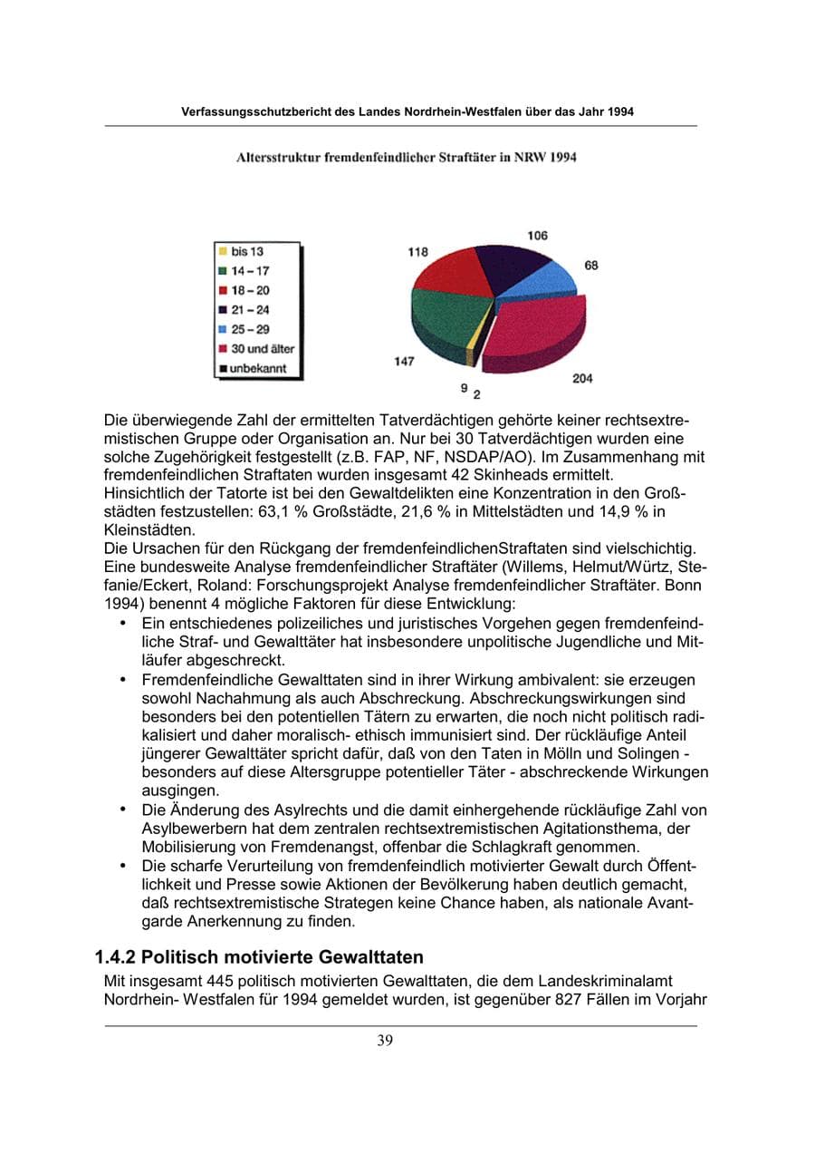Seite 39 des Verfassungsschutzbericht 1994 Nordrhein-Westfalen