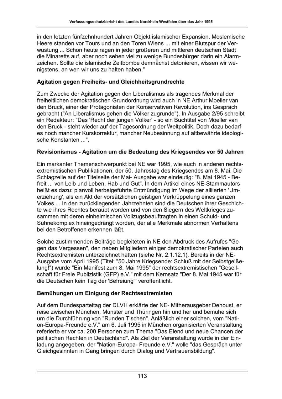 Seite 113 des Verfassungsschutzbericht 1995 Nordrhein-Westfalen