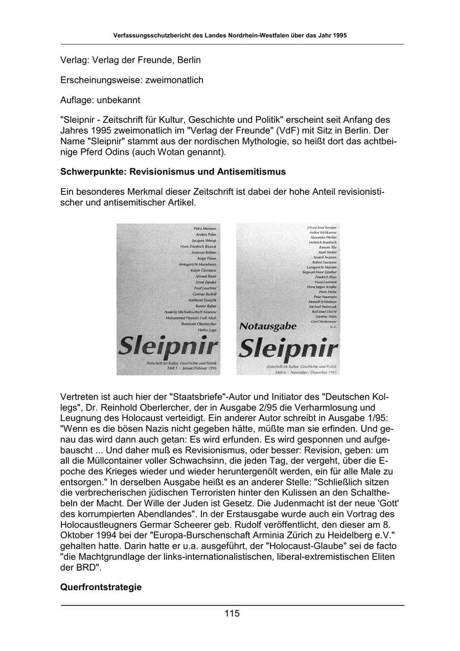 Seite 115 des Verfassungsschutzbericht 1995 Nordrhein-Westfalen