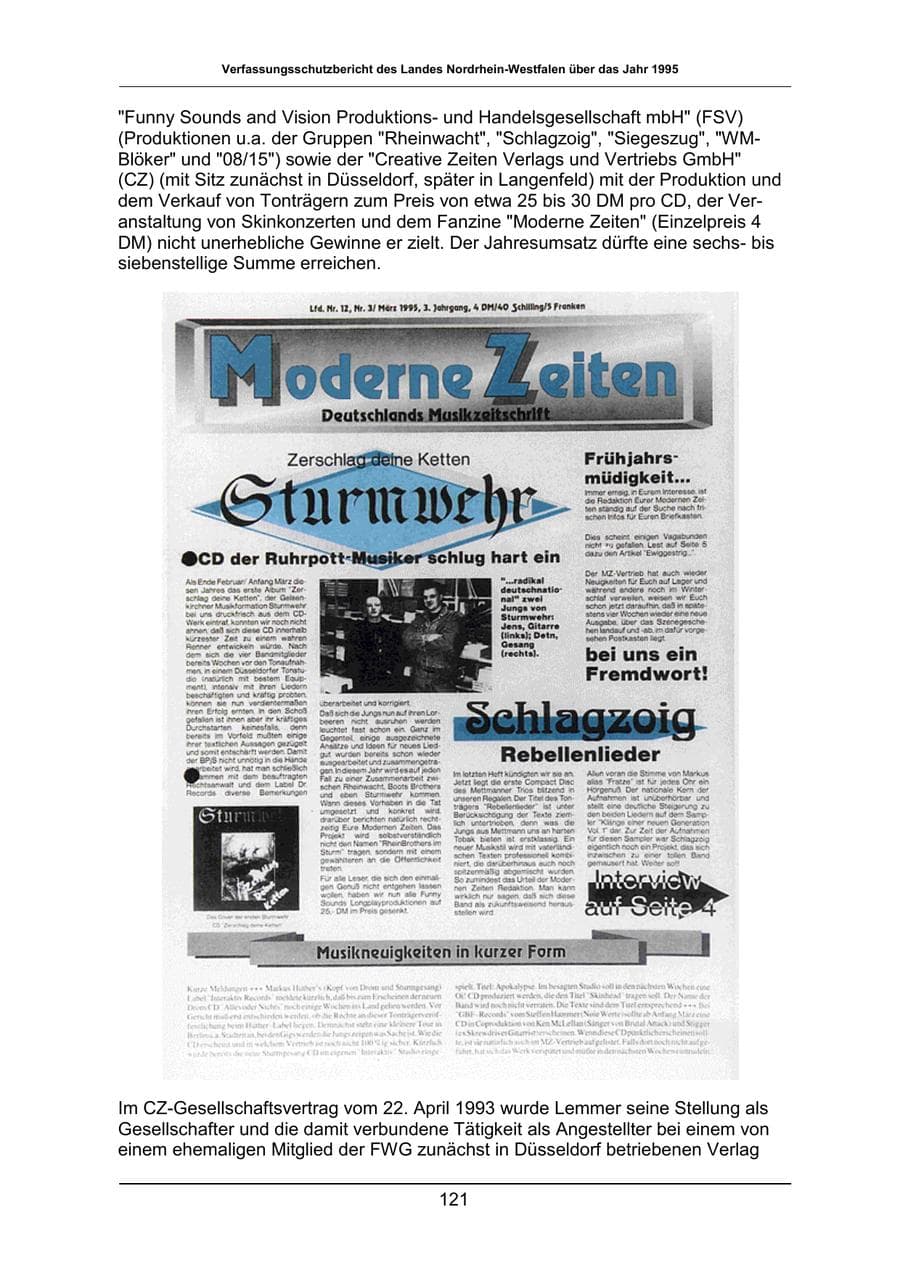 Seite 121 des Verfassungsschutzbericht 1995 Nordrhein-Westfalen