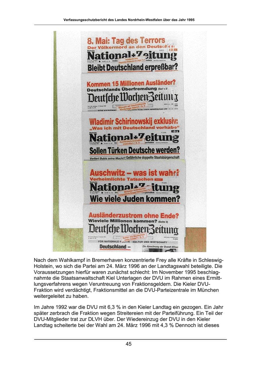 Seite 45 des Verfassungsschutzbericht 1995 Nordrhein-Westfalen
